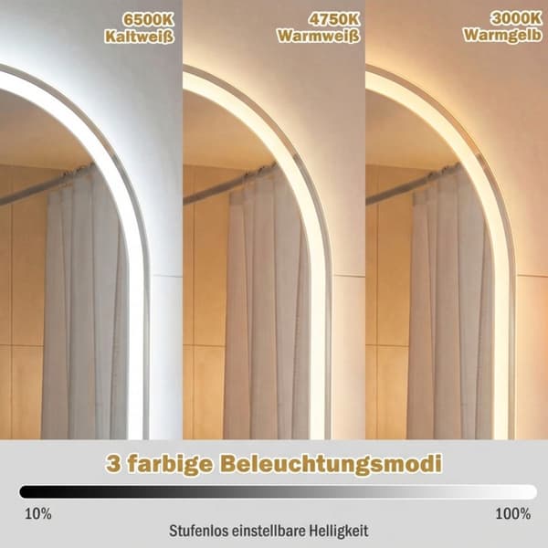 Oval LED-badrumsspegel, 90x55 cm, imfri, dimbar