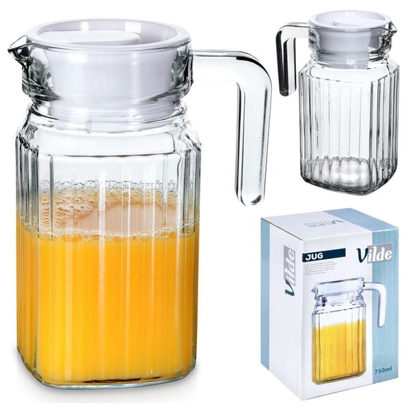 Glaskanna med lock för drycker - vatten, juice, iste