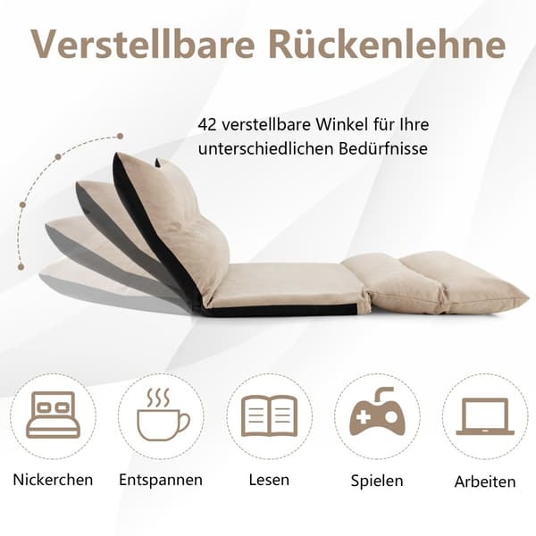 3 i 1 gulvsofa med sovefunktion og justerbart ryglæn beige