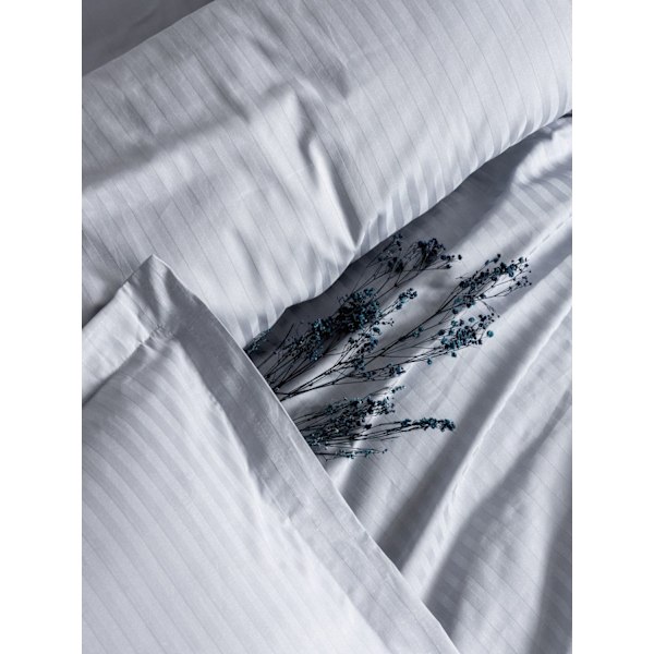 Satin Dubbla Quilt Cover Set Stripe - Grå