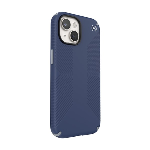 Speck Presidio2 Grip - Etui til iPhone 15 / iPhone 14 / iPhone 13 (kystblå / støvgrå / hvid)