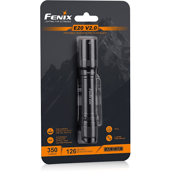Fenix E20 V2.0 - taskulamppu, 350 lm