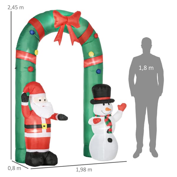 Oppustelig julebue med julemand, snemand og LED-lys