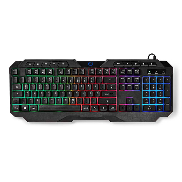 Wired Gaming Keyboard | USB Type-A | Membrane Nøgler | LED | QWERTZ | DE layout | USB Drevet | Strømkabellængde: 1.30 m | Multimedia Sort