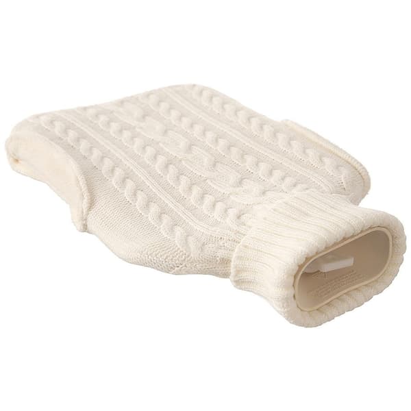 Lämmityspullo, jossa mukava neulottu beige kansi