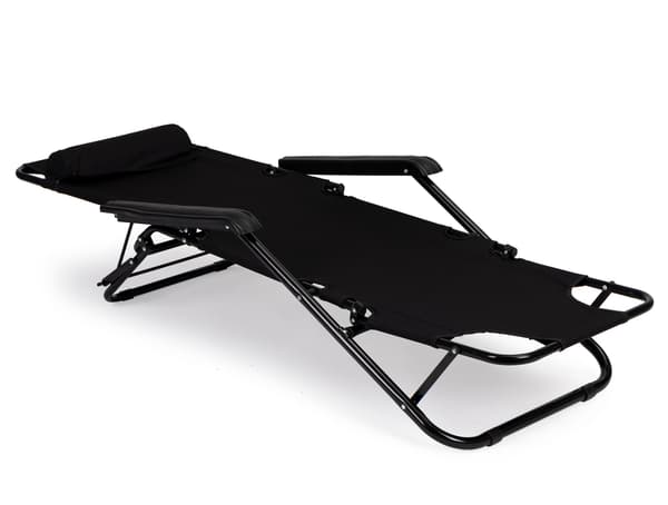 Havestol med nakkestøtte, foldbart design, sort