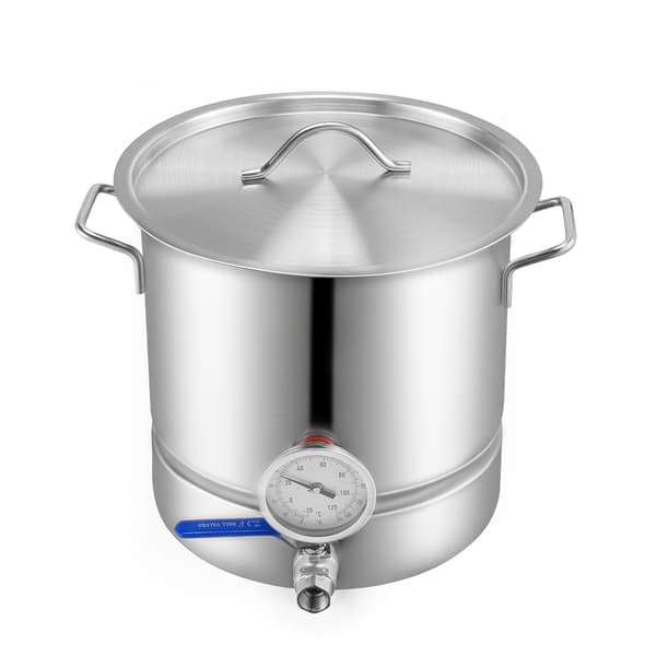 Bryggkittel i rostfritt stål, 19 liter, ventil, termometer