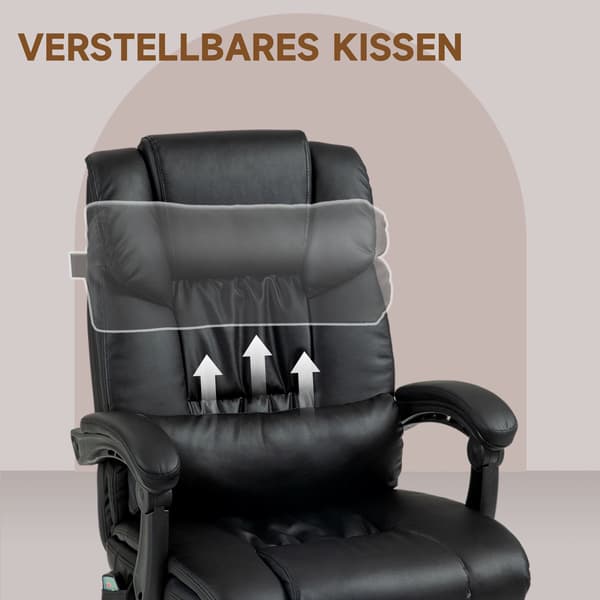 Ergonomisk kontorstol med massage, fodstøtte, sort