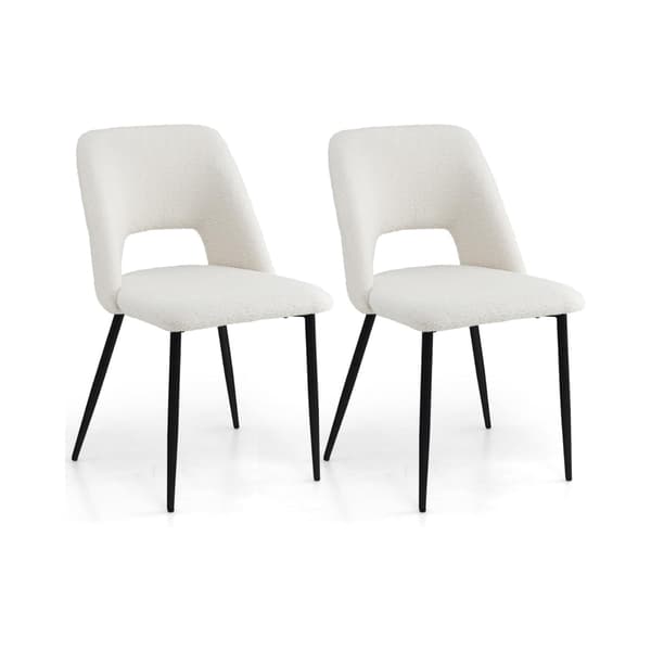 Matstolar Set om 2, Vadderad Sammet, Beige, Metallram