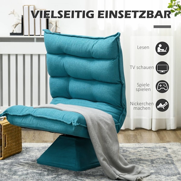 Gulvstol Justerbar Gulvsofa Drejelig Meditationsstol Relax Stol Lazy Sofa Dagligstue Kontor Blå