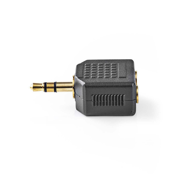Stereo Audio Adapter | 3.5 mm Hanstik | 2 x 3.5 mm Hunstik | Guldplateret | Lige | ABS | Sort | 10 stk. | Plastikpose