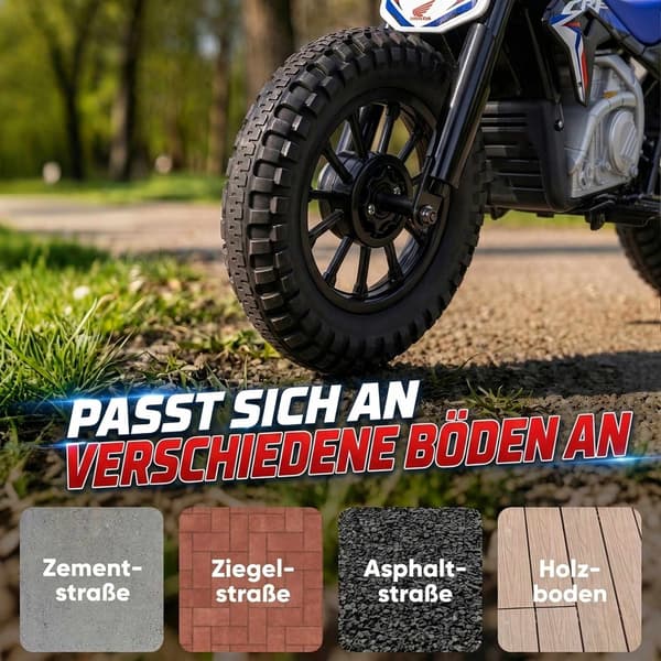 Elektrisk børnemotorcykel, 12V, sort og blå, 3-6 km/t