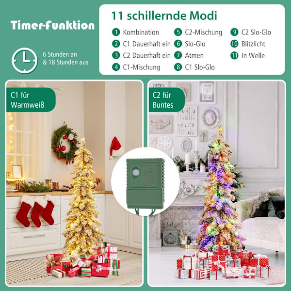 120 cm hög konstgjord julgran med 225 PVC-grenspetsar 100 LED-lampor