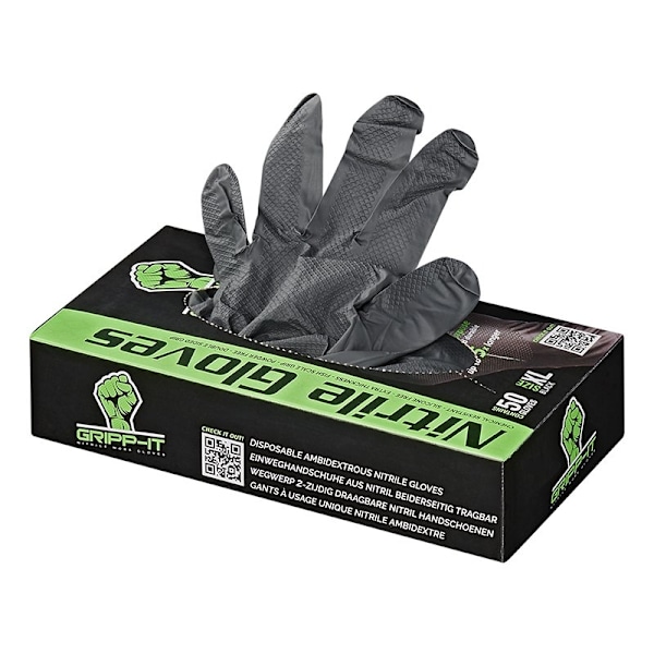 Gripp-It nitrilhandsker XL sort dispenserboks á 50 stk