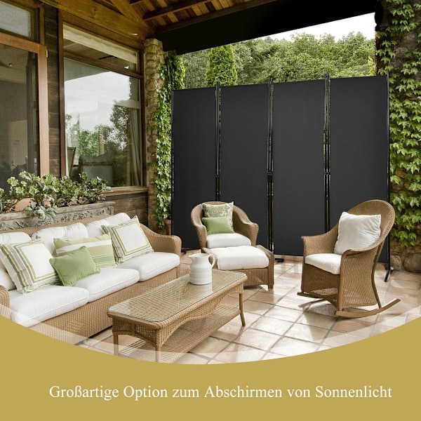 4-delt foldbar skillevæg privatskærm til hjemmet, kontor 220 x 51 x 173 cm sort