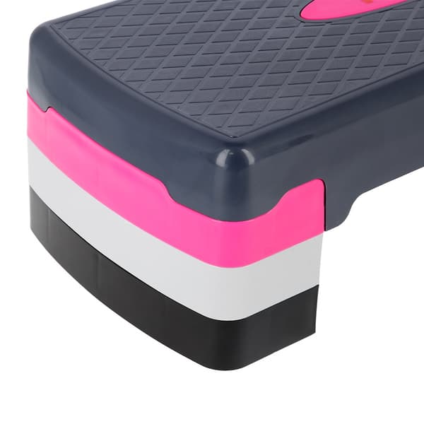 Aerobic Step Platform, vaaleanpunainen/harmaa, säädettävä korkeus