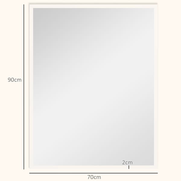 Dekorativ väggspegel, 70 x 90 cm, vit MDF-ram