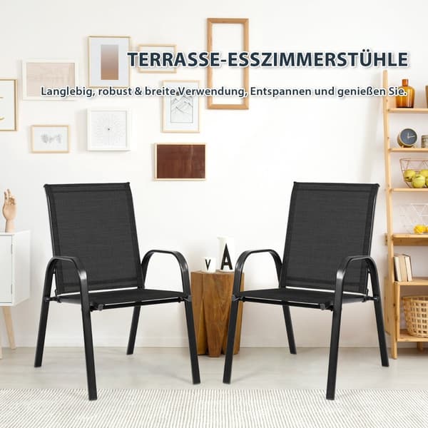Trädgårdsstolar med metallram, set om 2, svarta