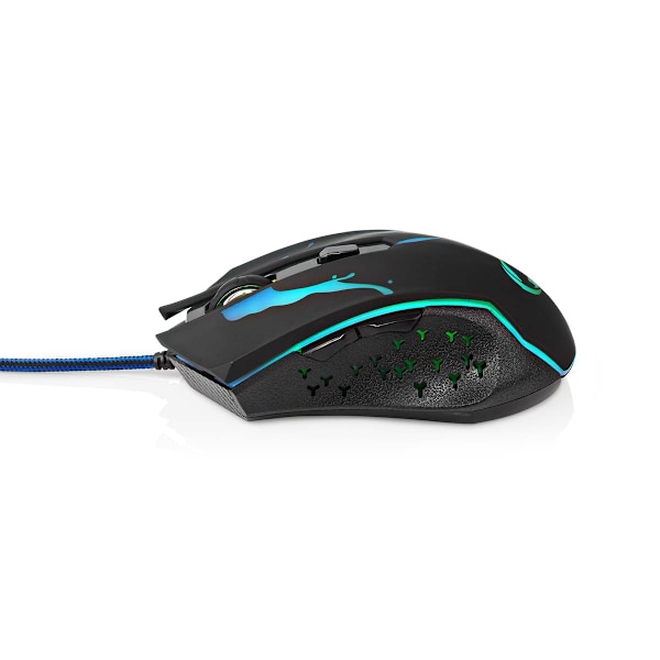 Gaming Mus | Trådbundet | 1200 / 1800 / 2400 / 3600 dpi | Justerbar DPI | Antal knappar: 6 | Programmerbara knappar | Högerhänt | 1.50 m | LED
