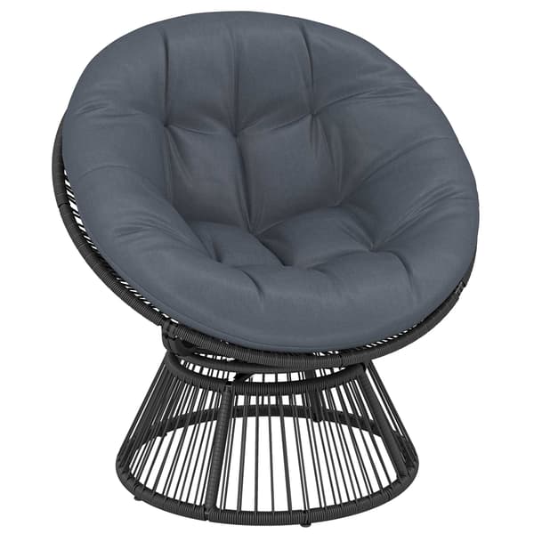 Roterande Papasan-stol med dyna, stålram, grå