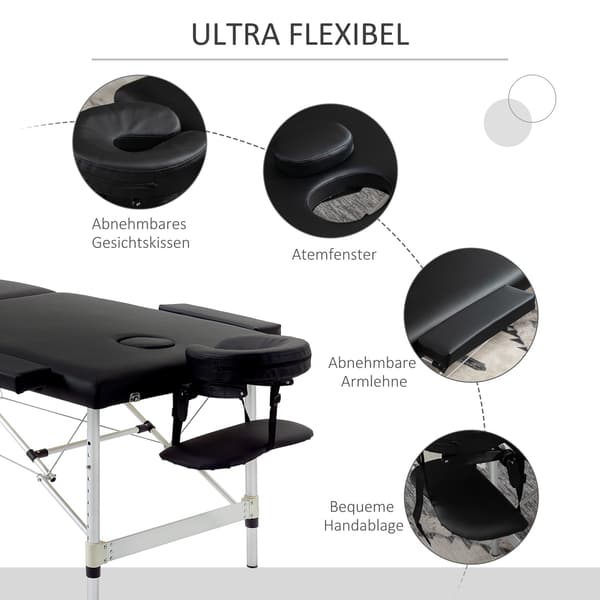 Bärbart massagebord med bärväska, justerbar höjd