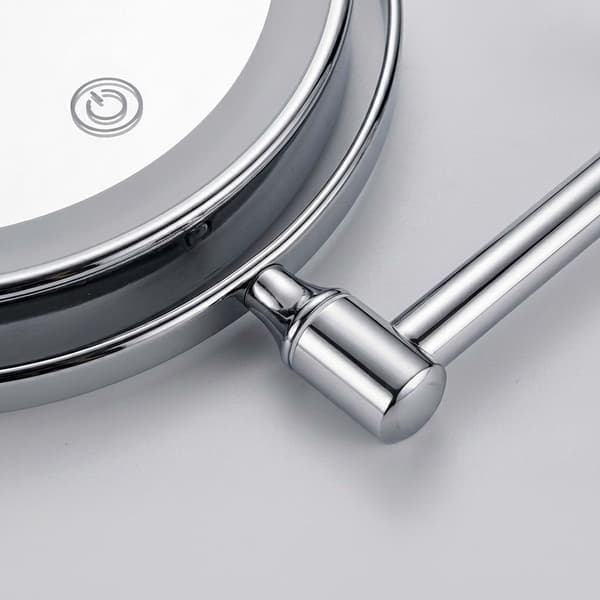 Väggmonterad LED-spegel, 10x förstoringsglas, silver