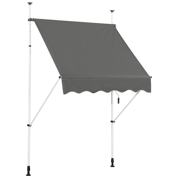 Udtrækbar solafskærmning med håndsving, højdejusterbar markise 150 x 120 cm grå