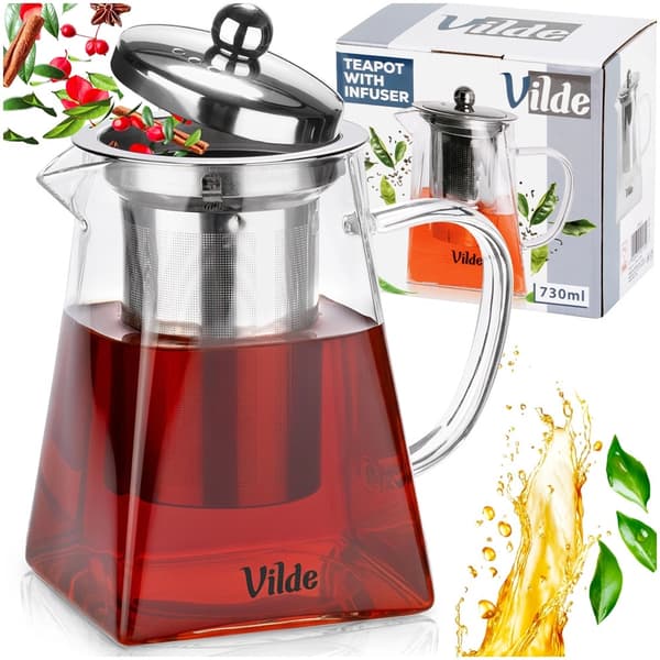 Glaskande med teinfuser, varmebestandig, 730 ml