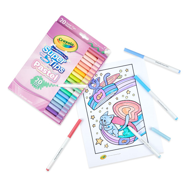 Pastel Supertips tuscher, 20 vaskbare farver til børn