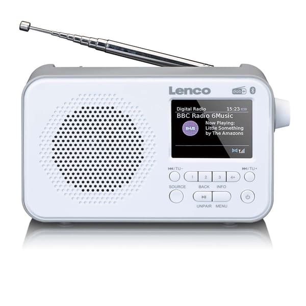 Bærbar DAB+ FM-radio med Bluetooth, 2,4" display, hvid