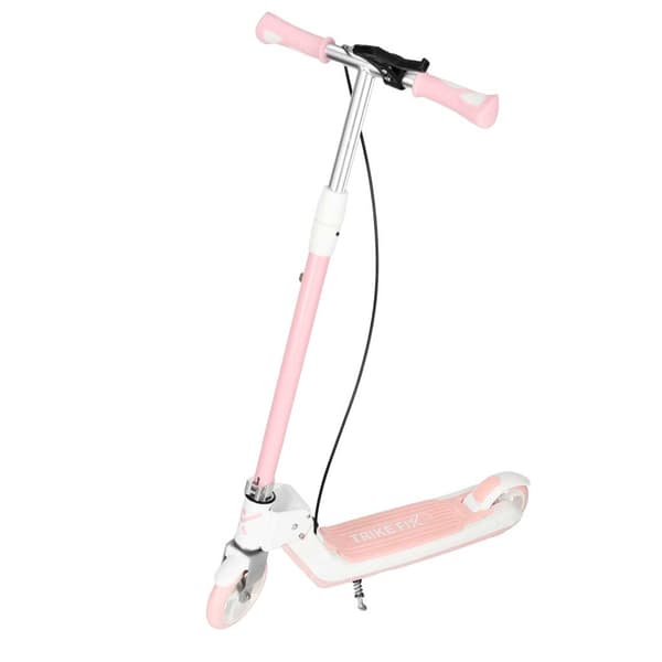 Hopfällbar sparkcykel för barn med LED-hjul, dubbla bromsar, rosa