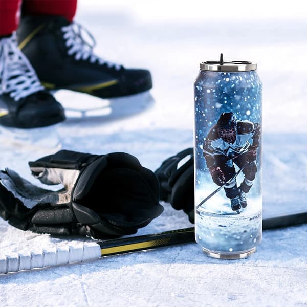Rejsekrus 700 ml, rustfrit stål, hockeydesign