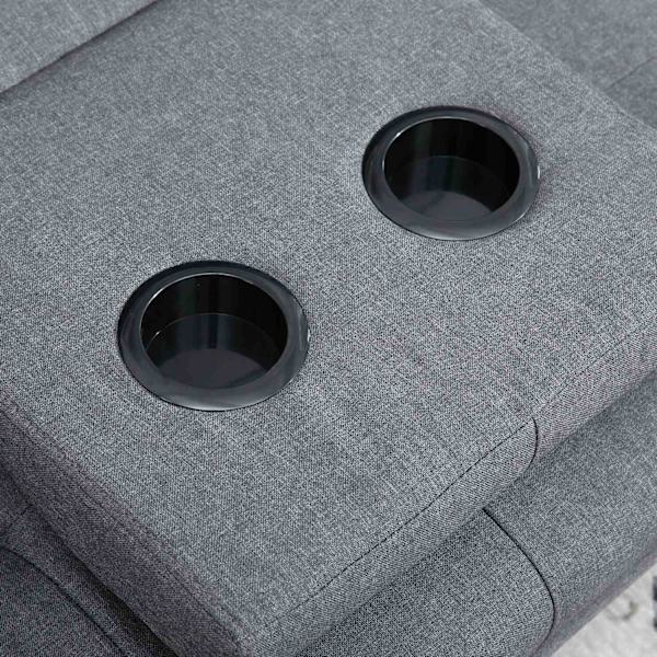 Sovesofa 3-Personers Sovesofa Med Klapbord, Kopholder, Scandi Design, Mørkegrå, Op Til 250 Kg
