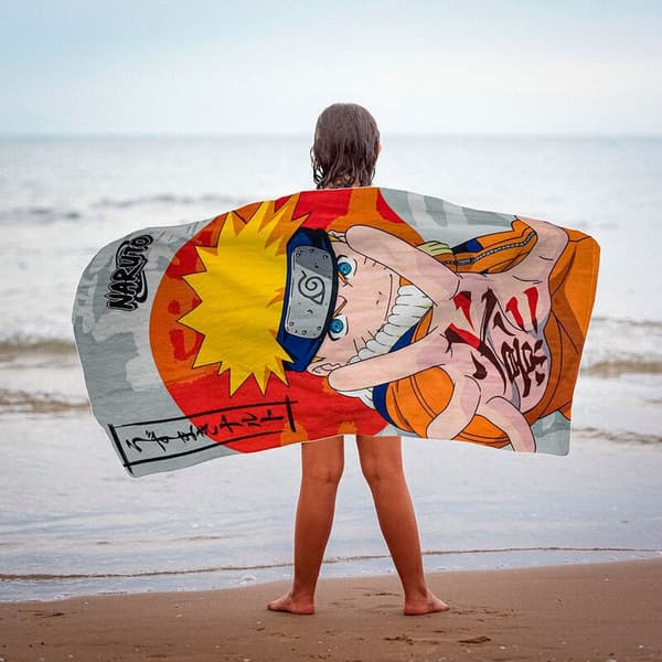 Naruto Shippuden mikrofiber strandhåndklæde, hurtigtørrende, letvægts