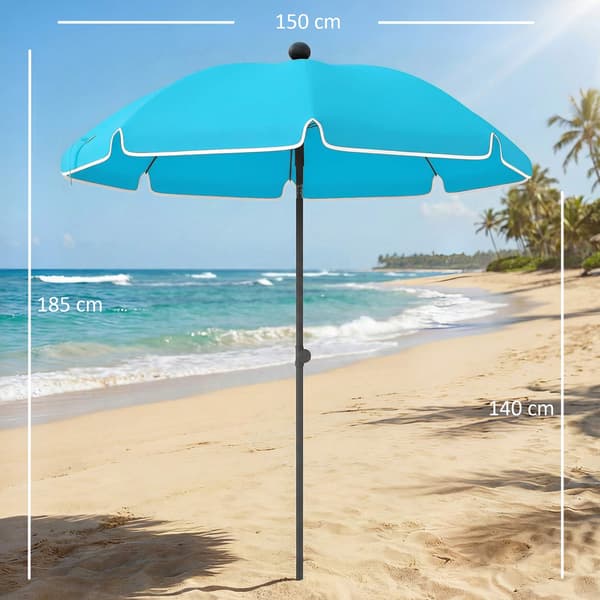 Strandparasol, 150 cm, justerbar vippefunktion, sandanker, blå