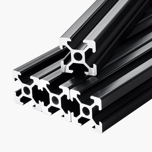 2020 T-spårs aluminiumprofil, 4-pack 1200 mm svart