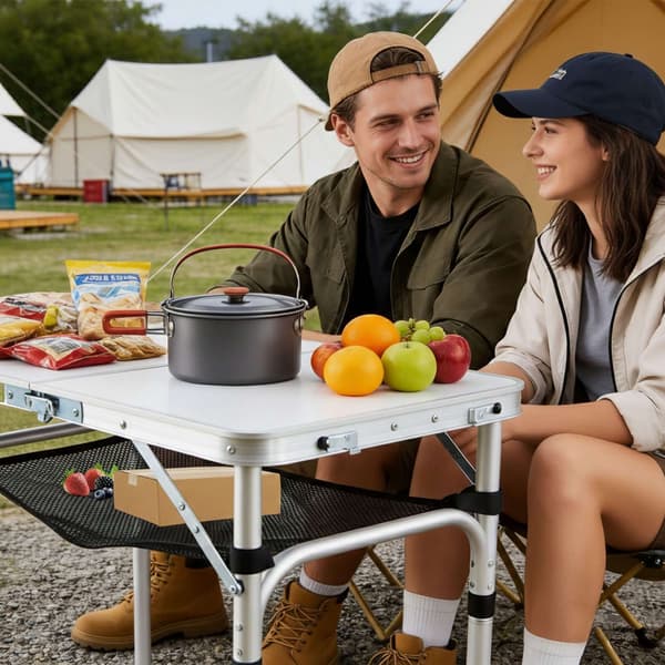 Justerbart hopfällbart campingbord – Lätt, bärbart