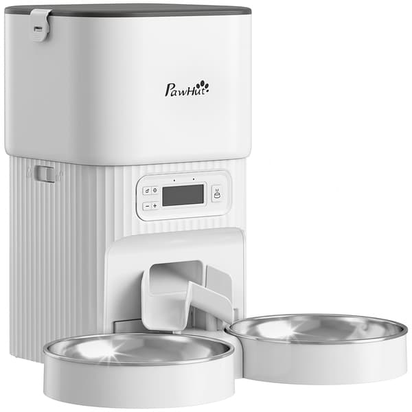 Automatisk kattmatare, 4L timer, 2 rostfria skålar