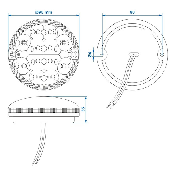 Baklygte 95mm 12LED