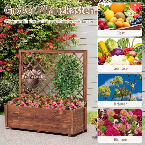 Højbed i træ med espalier, 91 x 33 x 101 cm