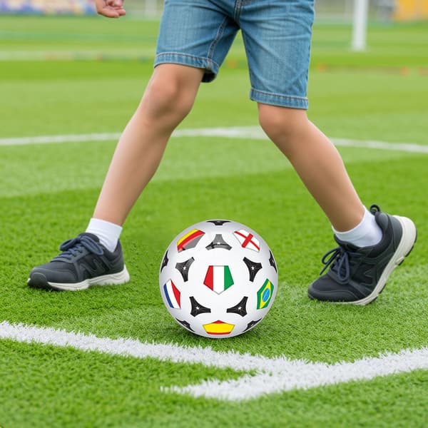 Fotbollsset med koner och markörer för utomhuslek