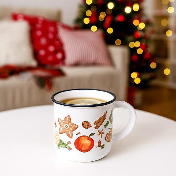 Keramisk mugg med vintermotiv, 330 ml, mikrovågssäker