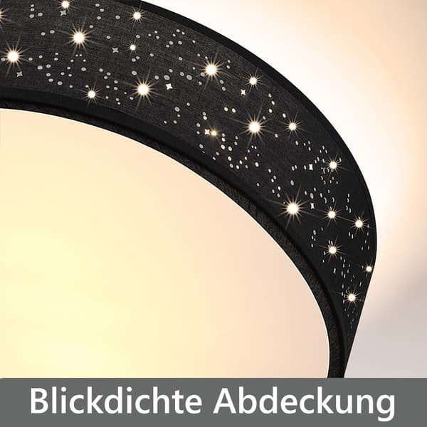 Loftlampe 38 cm sort, E27-fatning, nem installation, blændfrit lys