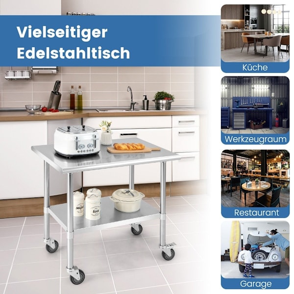 Rustfrit stål bord arbejdsbord køkkenbord rustfrit stål sølv 91,5 x 61 x 88,5 cm