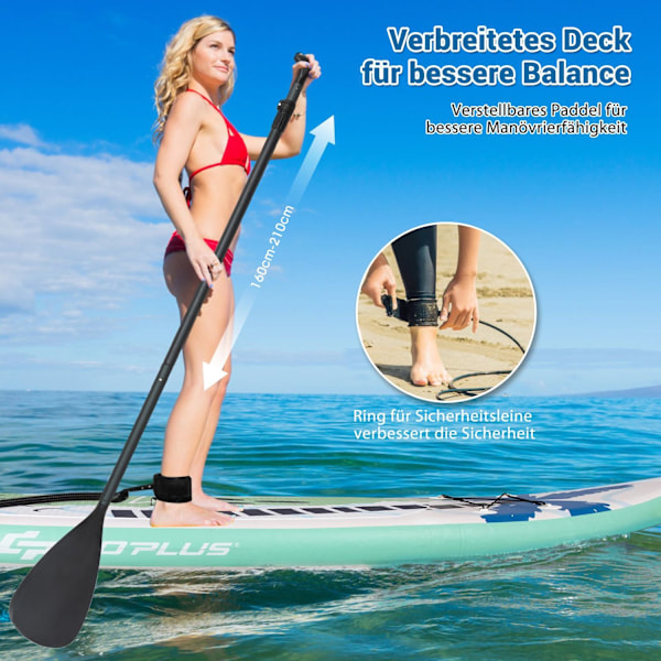Stand Up Surfboard Uppblåsbar Surfboard Paddle Board 320 x 76 x 15 cm Grön