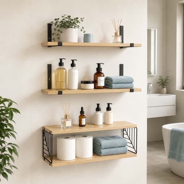 Väggmonterade MDF-hyllor, 3 delar, olika storlekar