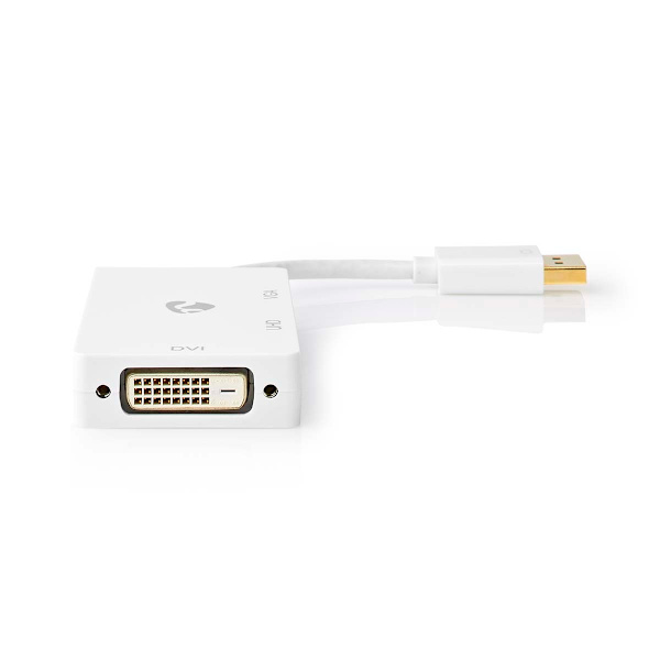 Displayport-adapter | DisplayPort Hane | DVI-D 24+1-Pin Hona / HDMI™ Hona / VGA hona 15p | 4K@60Hz | Guldplaterad | Omkopplingsbar | 0.20 m | Rund | A