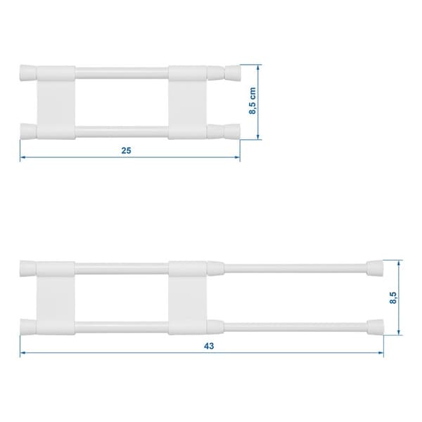 Dobbelt skabsstang forlænges 25,5-43cm