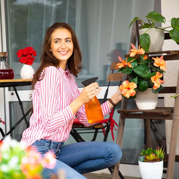 Blomstrappa Trä Mörkbrun