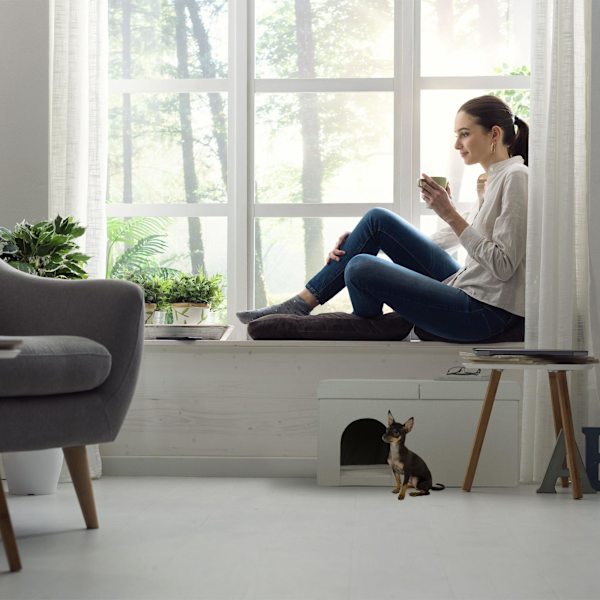 Kattskinn i beige med lock